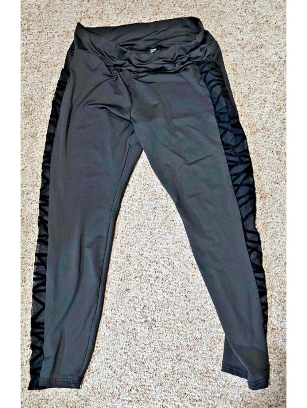 Shein women's black mesh panel active leggings Size 2XL